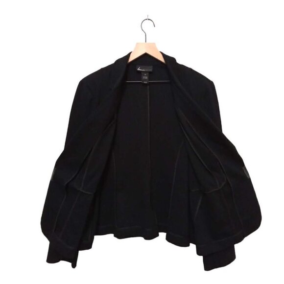 LANE Bryant Black Rayon Ponte Stretch Single Breasted Blazer Sz 24 - Picture 6 of 8